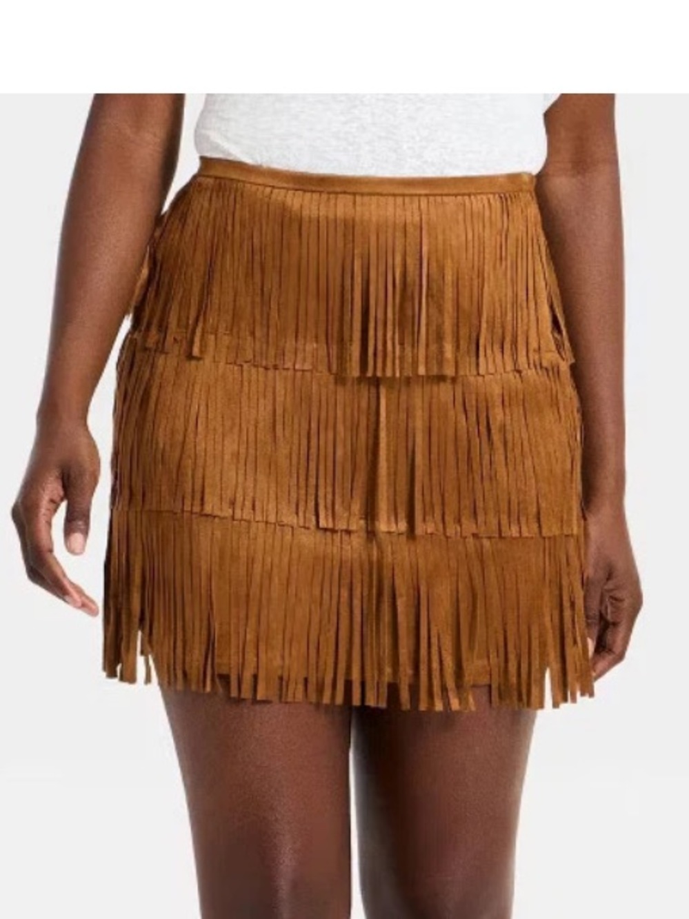 Women's Western Fringe Mini Skirt - Universal Thread Brown